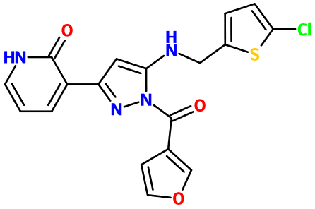 (image for) MC004353 3-[5-[[(5-Chloro-2-thienyl)methyl]amino]-1-(3-furanylcarbonyl)-1H-pyrazol-3-yl]-2(1H)-pyridinone